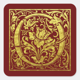 Brev O First Brev Faux Guld Red Fyrkantigt Klistermärke