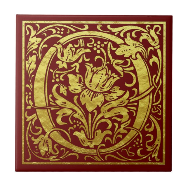 Brev O First Brev Faux Guld Red Kakelplatta (Framsidan)