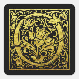 Brev O Första Brev Faux Guld svart Fyrkantigt Klistermärke