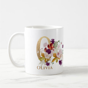 Brev O - Guld Blommigt Namn systervän till medarbe Kaffemugg