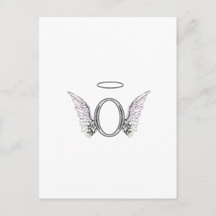 Brev O Initial Monogram med Angel Vingar & Halo Vykort