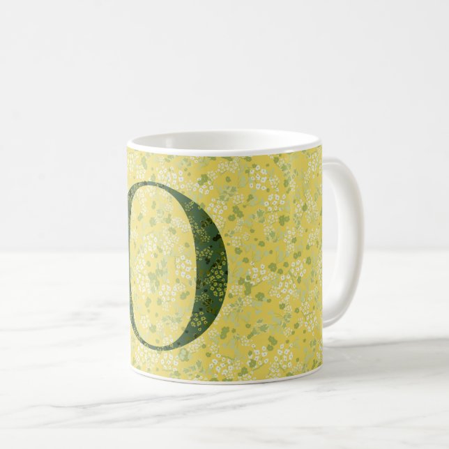 Brev O lätt gult och mörk grönt frihet Kaffemugg (Framsida höger)