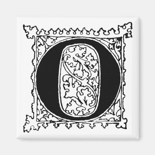 Brev 'O' med Löv-bakgrund - Magnet (Framsidan)