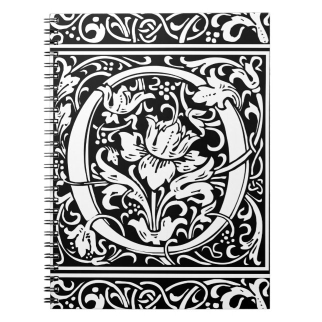Brev O Medieval Monogram Art nouveau Anteckningsbok Med Spiral (Framsidan)