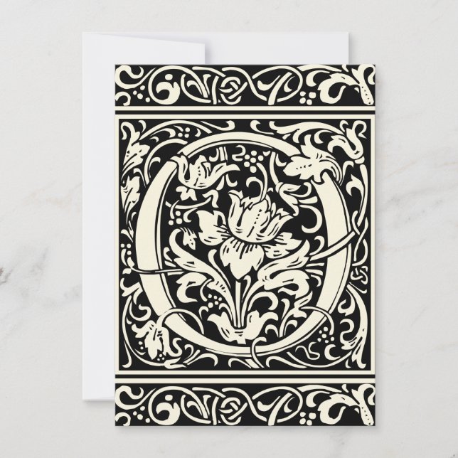Brev O Medieval Monogram Art nouveau Inbjudningar (Framsida)