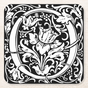 Brev O Medieval Monogram Art nouveau Underlägg Papper Kvadrat