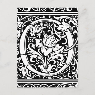 Brev O Medieval Monogram Art nouveau Vykort