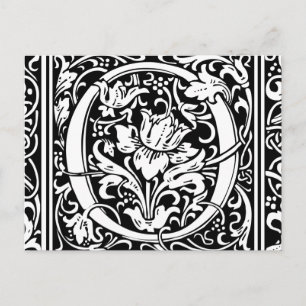 Brev O Medieval Monogram Art nouveau Vykort