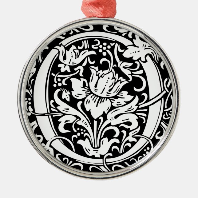 Brev O Medieval Monogram Vintage Inledande Julgransprydnad Metall (Framsidan)