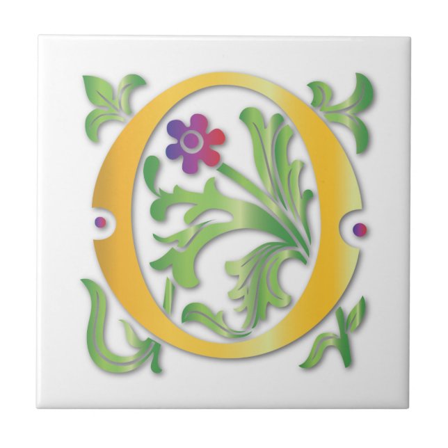 Brev O Monogram Fleur de lis Kakelplatta (Framsidan)