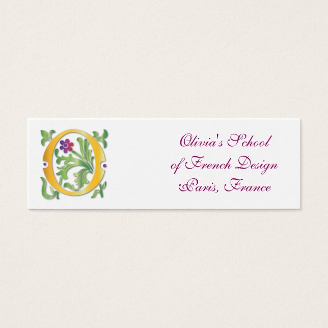 Brev O Monogram Fleur de lis Litet Visitkort (Framsidan)