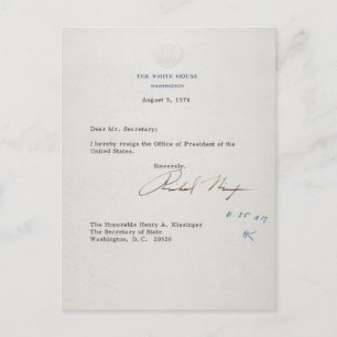 Brev om Richard M. Nixons avgång 1974 Vykort