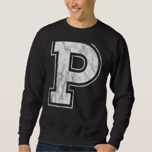 Brev P Capital Alphabet Monogram Initial Lång Ärmad Tröja