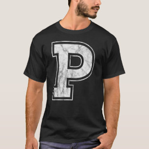Brev P Capital Alphabet Monogram Initial T Shirt