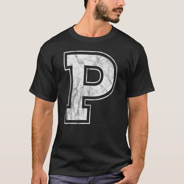 Brev P Capital Alphabet Monogram Initial T Shirt (Framsida)