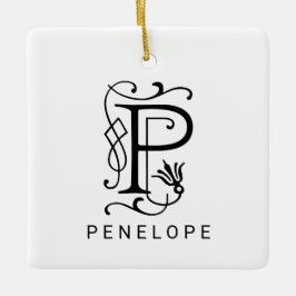 Brev P Elegant Monogram jul Ornament