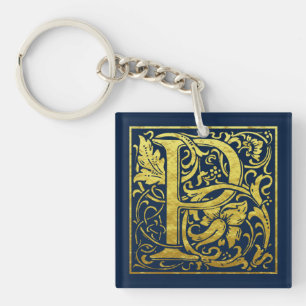 Brev P första Brev Faux Guld på Midnight Blue