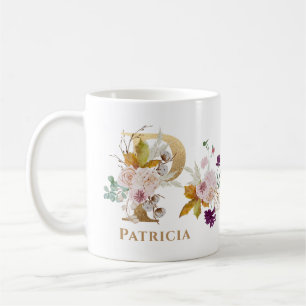 Brev P - Guld Blommigt Namn systervän till medarbe Kaffemugg