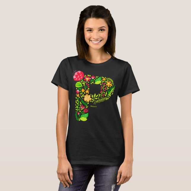 Brev P i Flowers T-Shirt (Hel framsida)