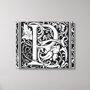 Brev P medeltida monogram Art Nouveau Canvastryck