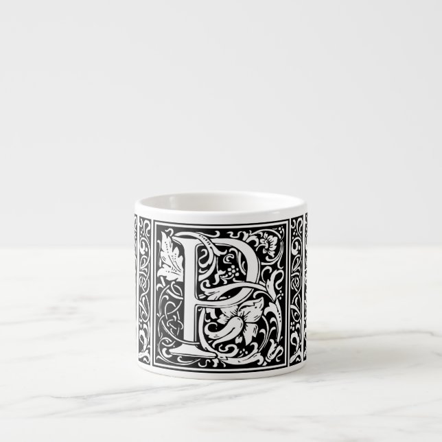 Brev P medeltida monogram Art Nouveau Espressomugg (Framsidan)