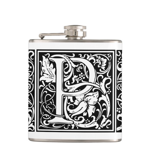 Brev P medeltida monogram Art Nouveau Fickplunta (Framsidan)