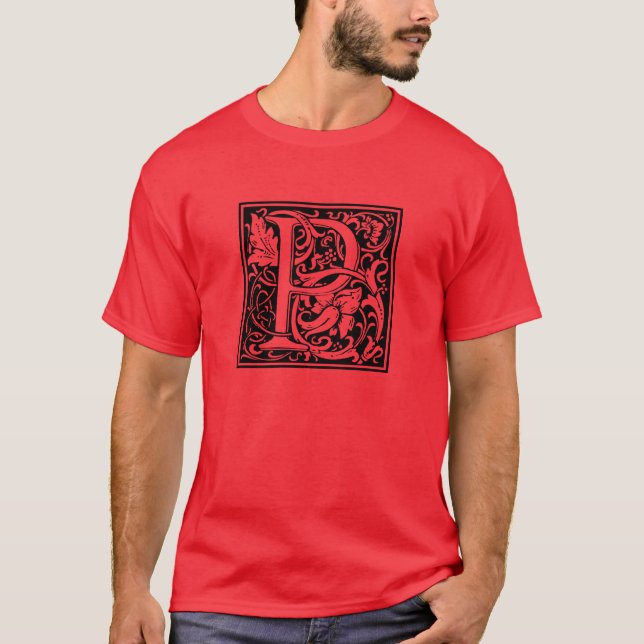 Brev P medeltida monogram Art Nouveau Tee Shirt (Framsida)