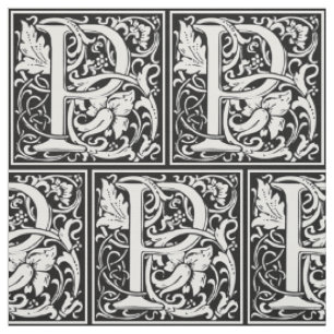 Brev P medeltida monogram Art Nouveau Tyg