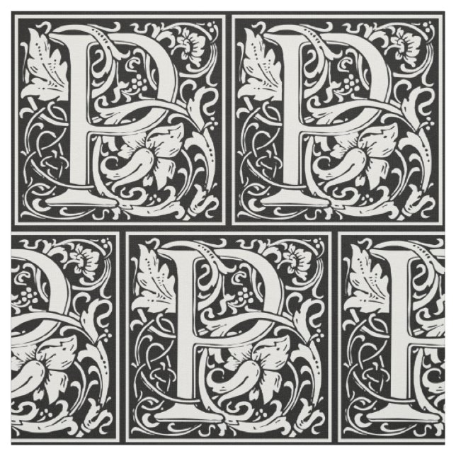 Brev P medeltida monogram Art Nouveau Tyg (Provkarta)