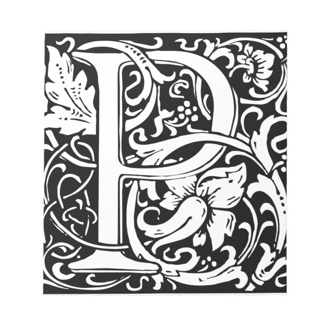 Brev P Medieval Monogram Art nouveau Anteckningsblock (Framsida)