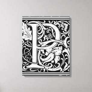 Brev P Medieval Monogram Art nouveau Canvastryck