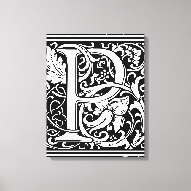Brev P Medieval Monogram Art nouveau Canvastryck (Framsida)