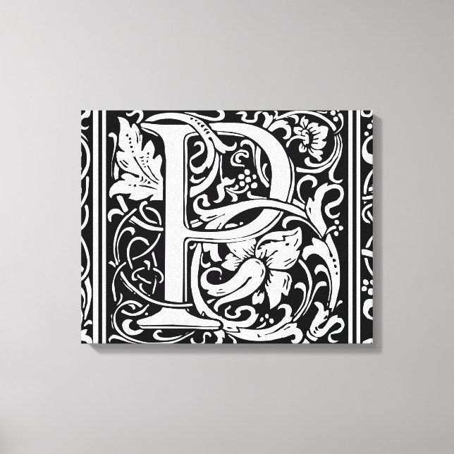 Brev P Medieval Monogram Art nouveau Canvastryck (Framsida)