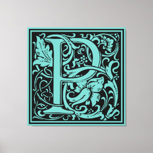 Brev P Medieval Monogram Art nouveau Canvastryck