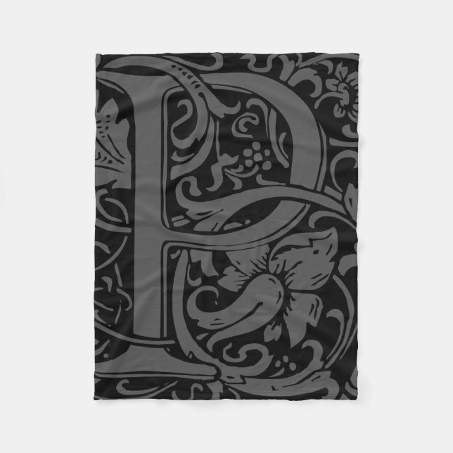 Brev P Medieval Monogram Art nouveau Fleecefilt (Framsidan)
