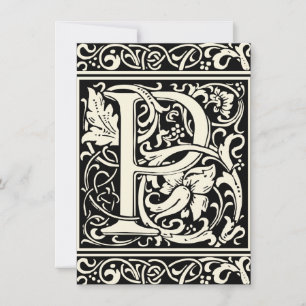 Brev P Medieval Monogram Art nouveau Inbjudningar