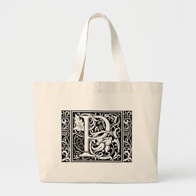 Brev P Medieval Monogram Art nouveau Jumbo Tygkasse (Framsidan)