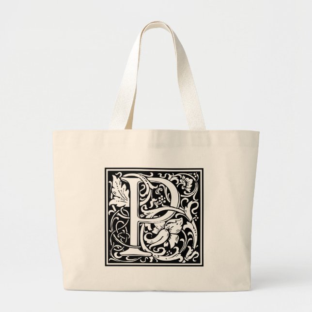 Brev P Medieval Monogram Art nouveau Jumbo Tygkasse (Framsidan)