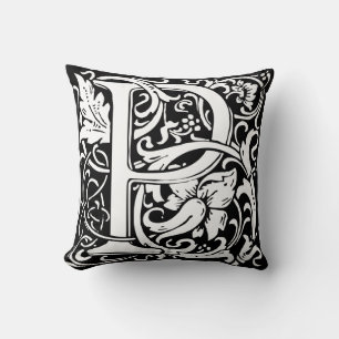 Brev P Medieval Monogram Art nouveau Kudde