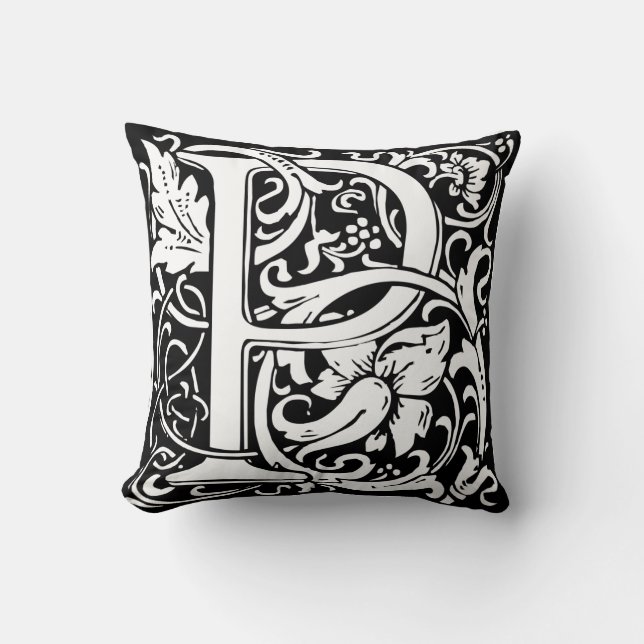 Brev P Medieval Monogram Art nouveau Kudde (Framsida)