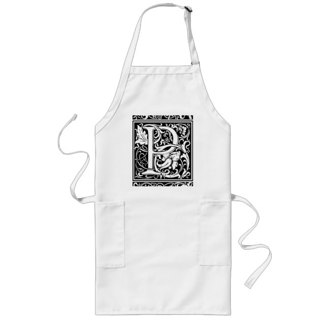 Brev P Medieval Monogram Art nouveau Långt Förkläde (Framsidan)