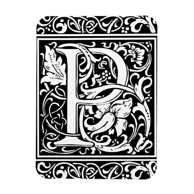 Brev P Medieval Monogram Art nouveau Magnet (Vertikal)