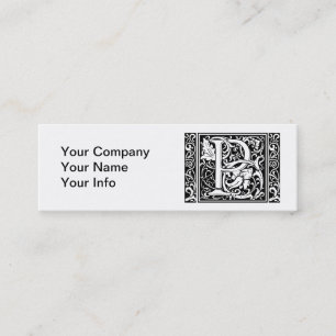 Brev P Medieval Monogram Art nouveau Mini Visitkort