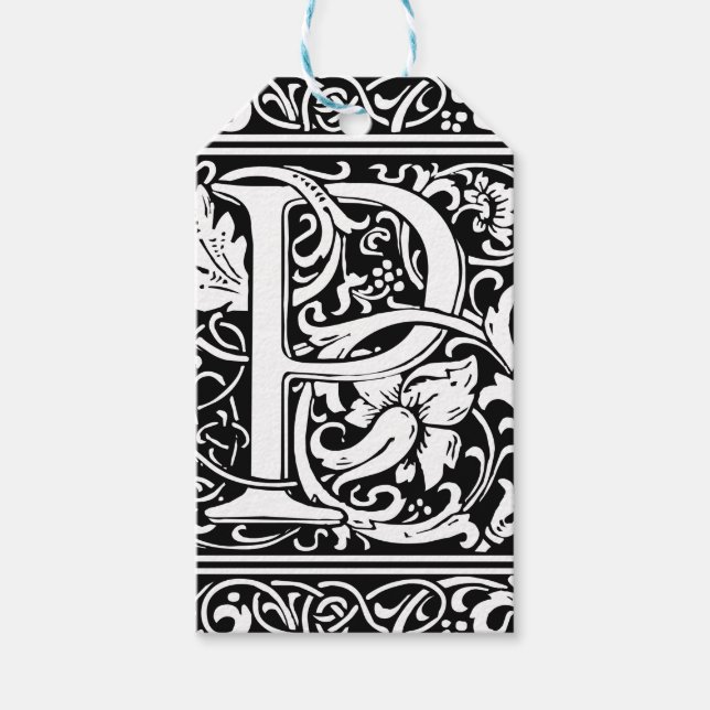 Brev P Medieval Monogram Art nouveau Presentetikett (Framsidan)
