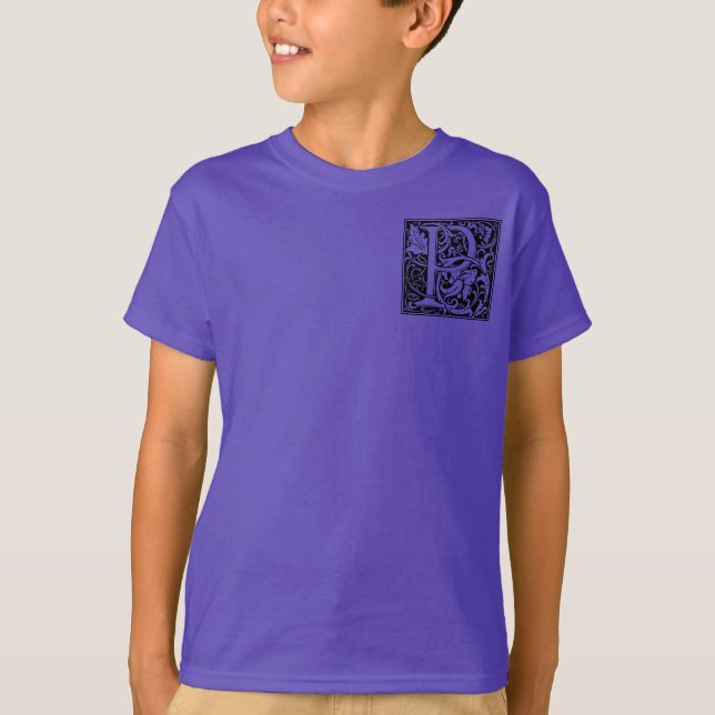 Brev P Medieval Monogram Art nouveau Tee (Framsida)