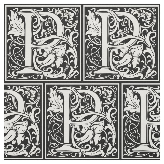 Brev P Medieval Monogram Art nouveau Tyg (Provkarta)