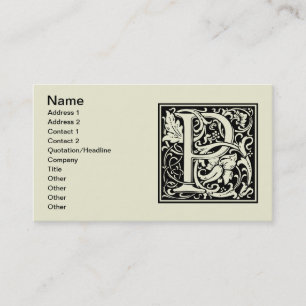 Brev P Medieval Monogram Art nouveau Visitkort
