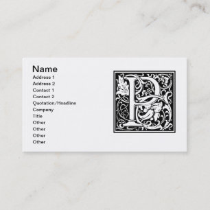 Brev P Medieval Monogram Art nouveau Visitkort