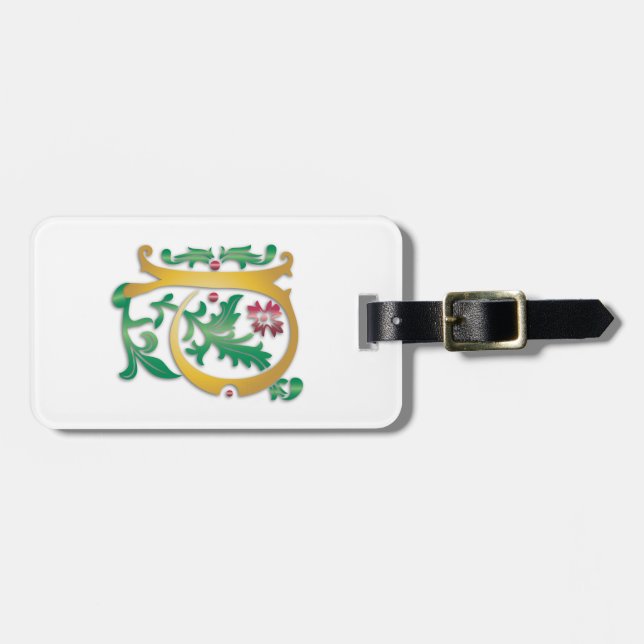 Brev P Monogram Fleur de lis Bagagebricka (Horisontell Framsida)