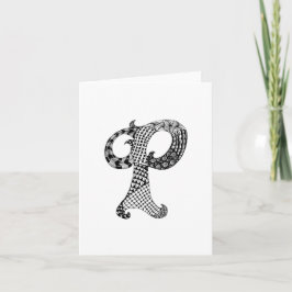 Brev P Monogram i svartvitt Anteckningskort